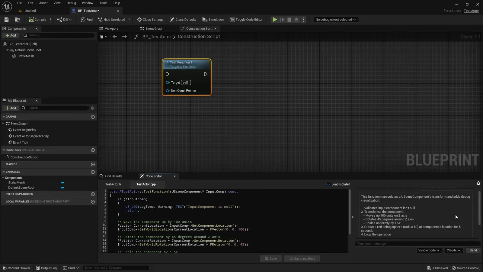 The AI chat context selector in the code editor offering Visible code and User selection modes