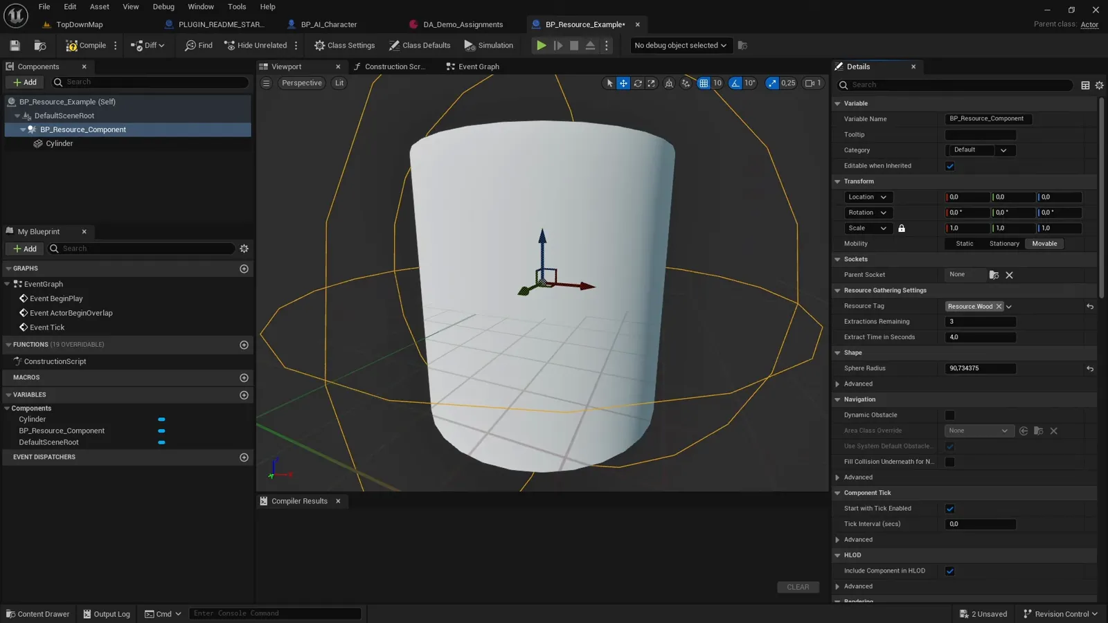 The Resource Component: Harvestable Actors and the NavMesh Gotcha