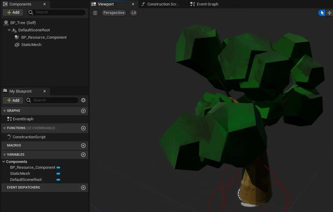 A harvestable resource actor in the world